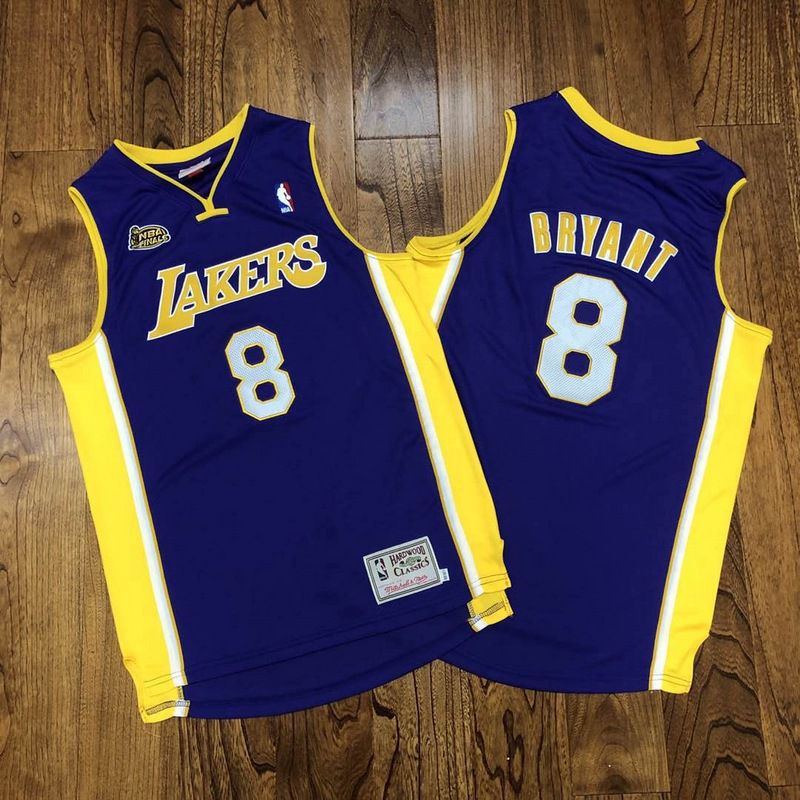 Custom Men Los Angeles Lakers #8 Bryant Purple season 00-01 Championship mark Au embroidered NBA Jerseys